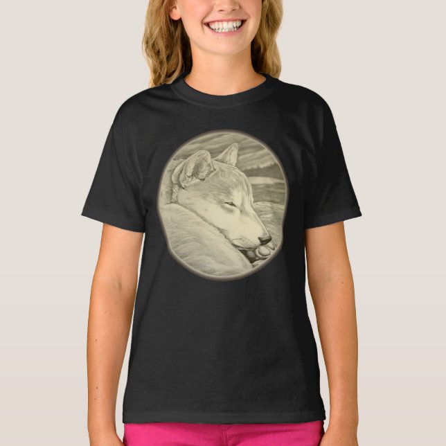Camiseta Shiba Inu Camisa Orgânica Cachorro Camisa (Frente)