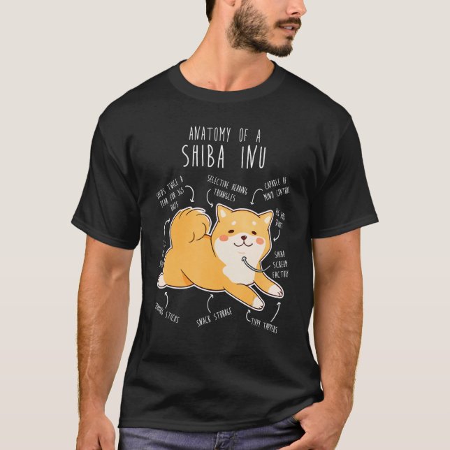 Camiseta Shiba Inu Cão Anatomia Pet Red Shibe Mãe Cachorro  (Frente)