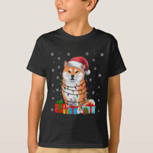Camiseta Shiba Inu Cão Feio Luzes De Xmas Papais noeis Shib