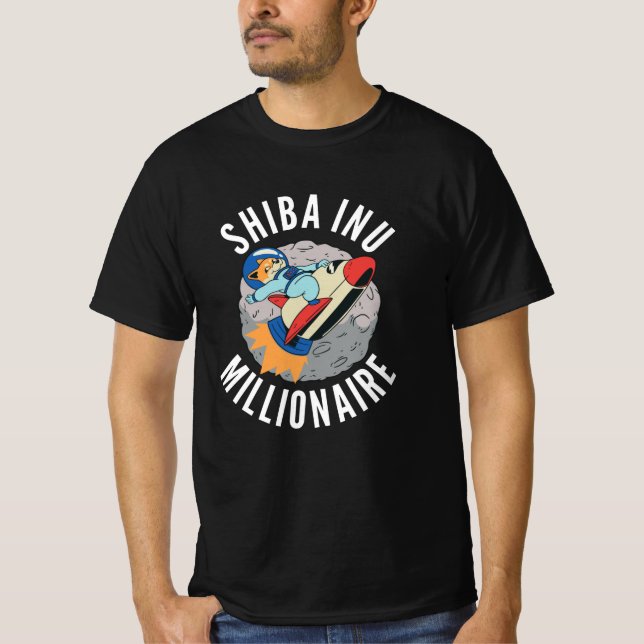 Camiseta Shiba Inu Carregando Moedas Milionárias Hodl (Frente)