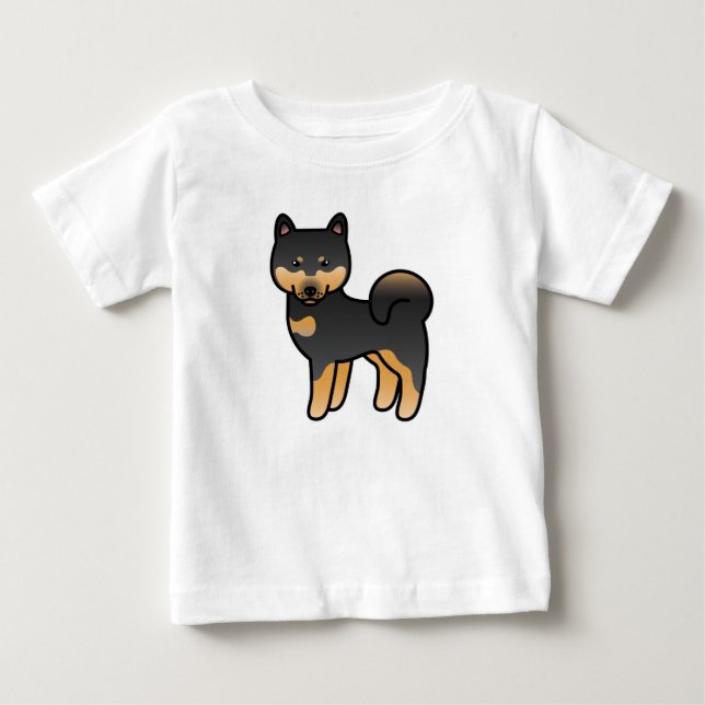 Camiseta Shiba Inu Cartoon Preto e Castanho (Frente)