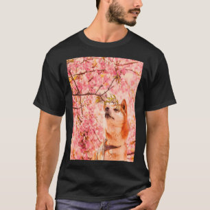 Camiseta Shiba Inu Cherry Blossom Sakura Bloqueio Japonês