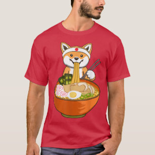Camiseta Shiba Inu Comeu Ramen Noodle Cute Kawaii Japonês E