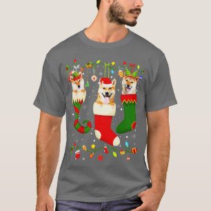 Camiseta Shiba Inu Diversão Focando Meias De Natal