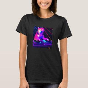Camiseta Shiba Inu DJ Vaporwave Dog Men Mulheres Gi