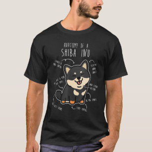 Camiseta Shiba Inu Dog Anatomy Pet Black Tan Dogue Mãe Boni