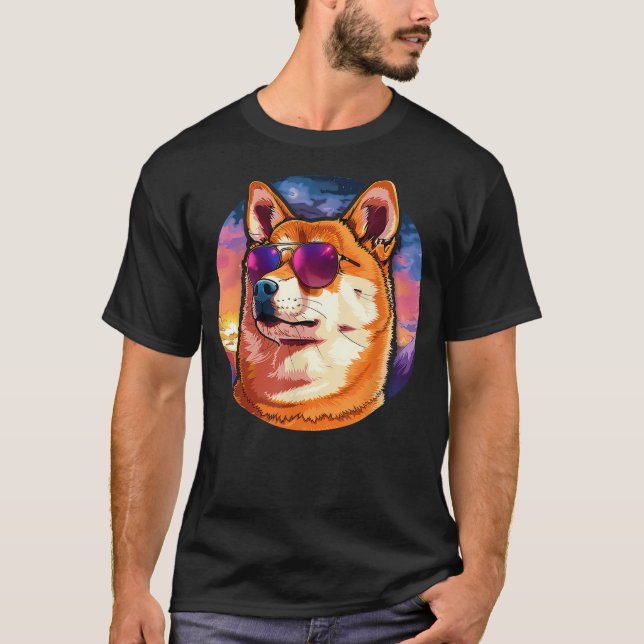 Camiseta Shiba Inu Dog Sunglasses (Frente)
