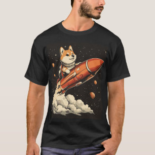 Camiseta Shiba Inu em um foguete