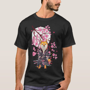 Camiseta Shiba Inu  Japanese Aesthetic  Sakura Cherry Bloss