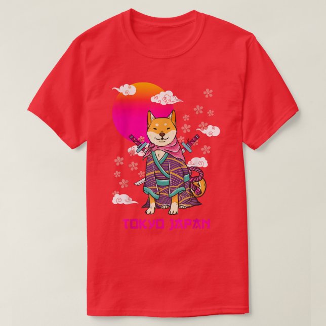 Camiseta Shiba Inu Japonês Aestética Sakura Cherry Blossom (Frente do Design)