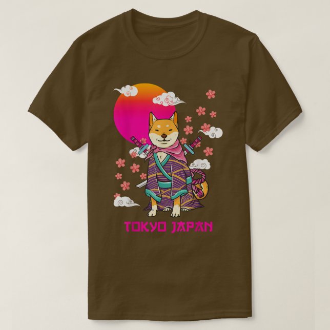 Camiseta Shiba Inu Japonês Aestética Sakura Cherry Blossom (Frente do Design)