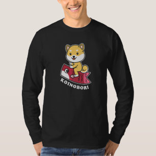 Camiseta Shiba Inu Japonês Koi Fish Koinobori Flag Carp Rua