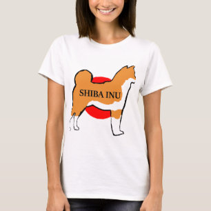 Camiseta shiba inu name silhouette no vermelho do pavilhão