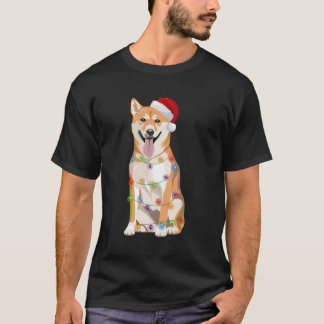 Camiseta Shiba Inu Natal Luz Xmas Cachorro Papais noeis Ha