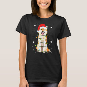 Camiseta Shiba Inu O Cachorro De Natal Ilumina Luzes Xmas C
