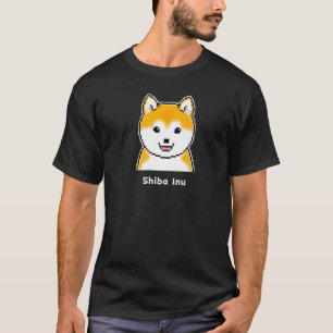 Camiseta Shiba Inu Pixel Art Premium, De Faces Redondas E C