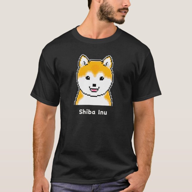 Camiseta Shiba Inu Pixel, Envolvida De Forma Arredonda, Che (Frente)