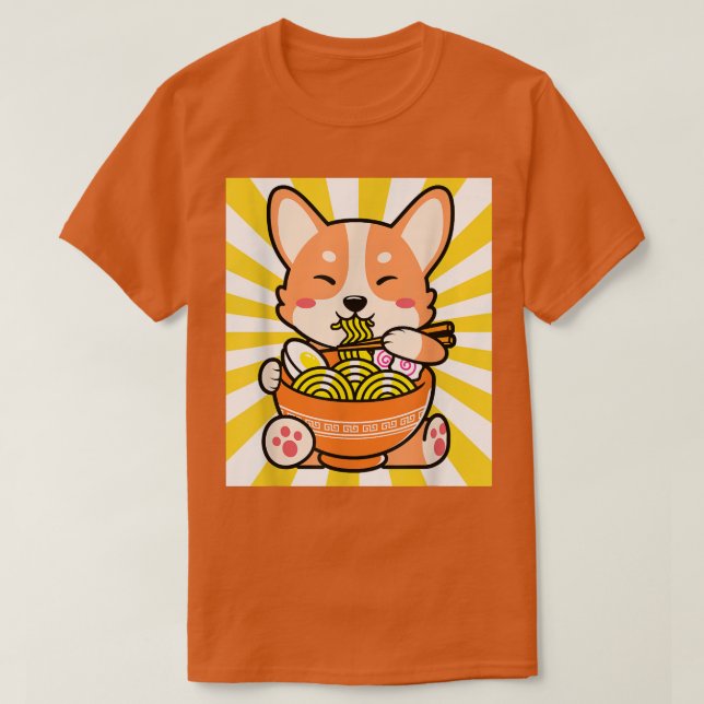 Camiseta Shiba Inu Ramen Anime Kawaii Cute Presente Adolesc (Frente do Design)