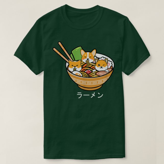 Camiseta Shiba Inu Ramen Anime Kawaii Neko Teen Gift 1533 (Frente do Design)