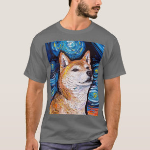 Camiseta Shiba Inu Retrato Starry Night Dog Art de Aja
