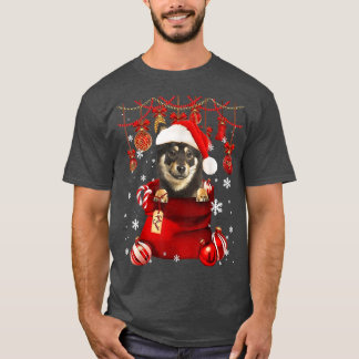 Camiseta Shiba Inu Snow Ball Dog em Pocket Bag Winter Chri