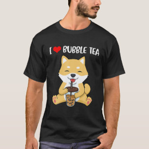 Camiseta Shiba Inu T Women Boba Tea Oferece Homens Kawaii B