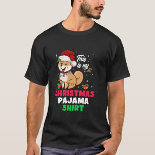 Camiseta Shiba Inu Tree Lights Dog Este É O Meu Paj De Nata