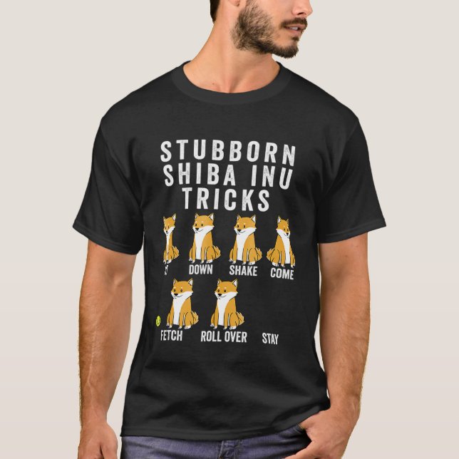 Camiseta Shiba Inu Truques Teimosos Shirt Engraçado (Frente)