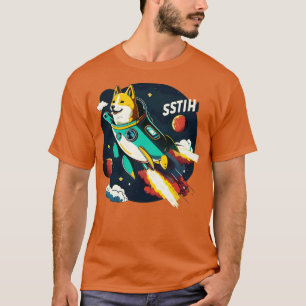 Camiseta shiba inu voando para o espaço com um foguete9