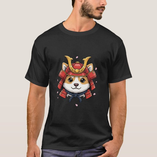 Camiseta shiba samurai face, japanese warrior armor (Frente)