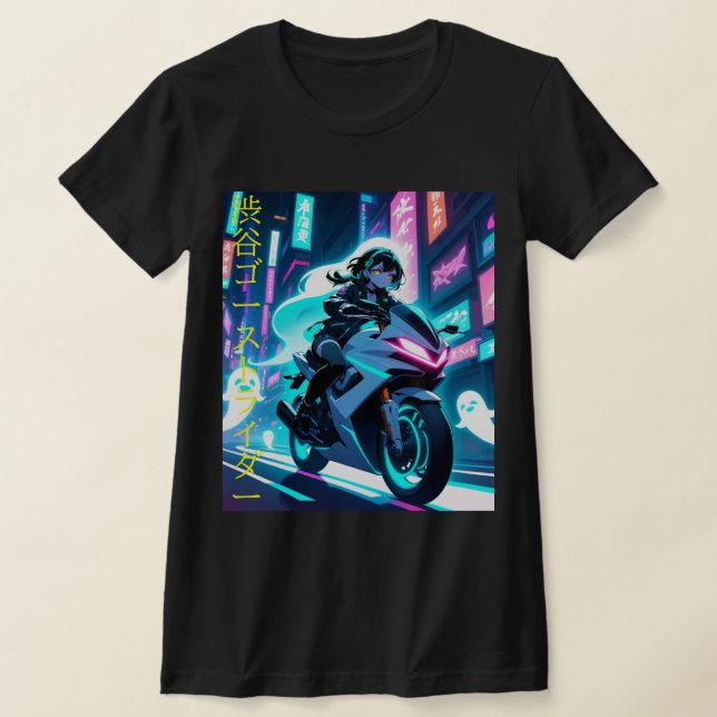 Camiseta 'Shibuya Ghost Rider' - Cyberpunk Neon Spirit (Postura )