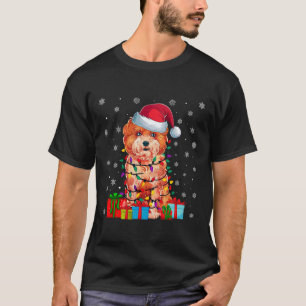 Camiseta Shichon Dog Ugly Xmas Lights Santa Hat Shichon Dog