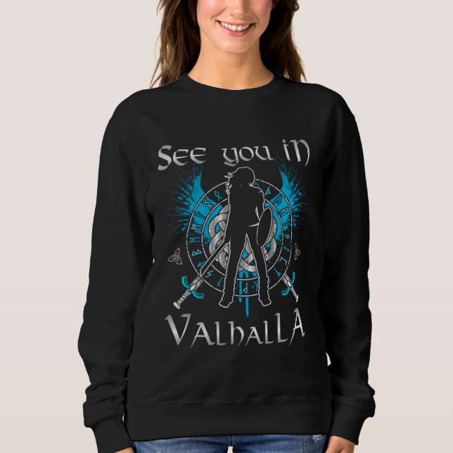 Camiseta Shield Maiden  See You In Valhalla Viking Raven Ce (Frente)