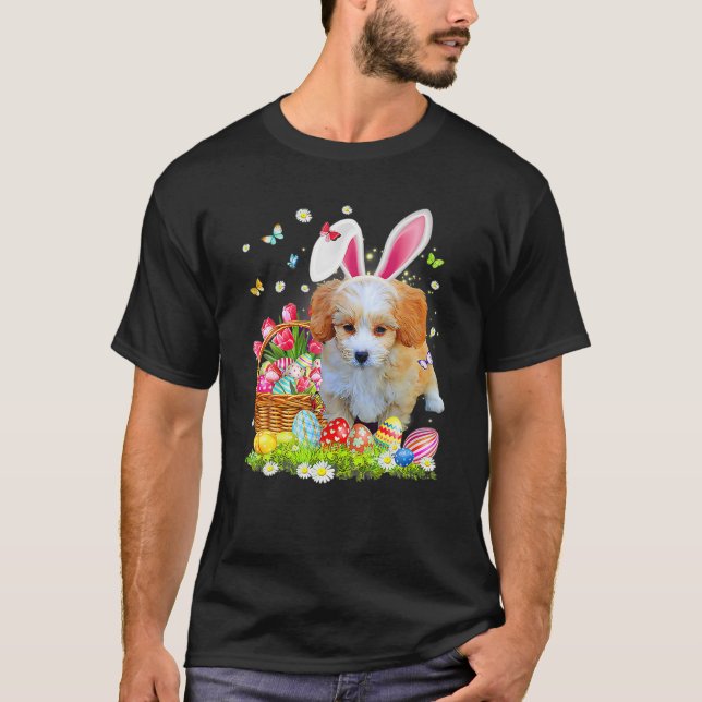 Camiseta Shih Poo Dog Ear Easter Eggs Funny Easter Day (Frente)
