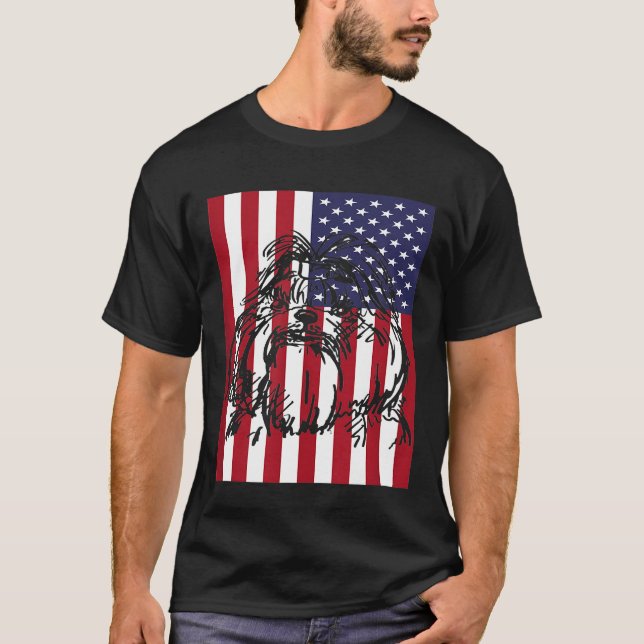 Camiseta Shih Tzu American Flag (Frente)
