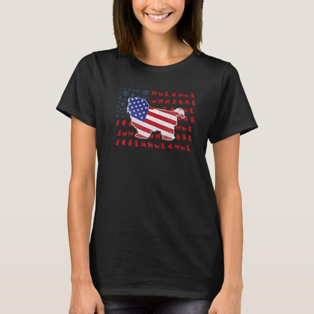 Camiseta Shih Tzu American Flag 4th Of July  For Men Women (Frente)