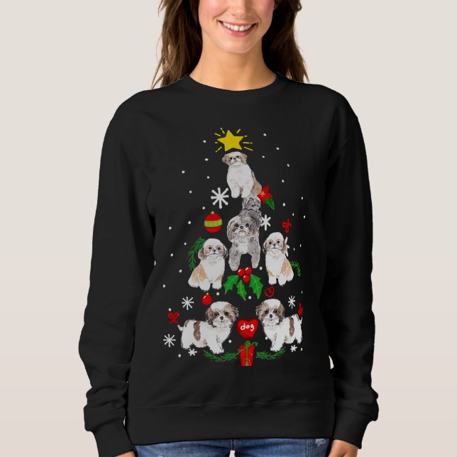 Camiseta Shih Tzu Árvore de Natal (Frente)