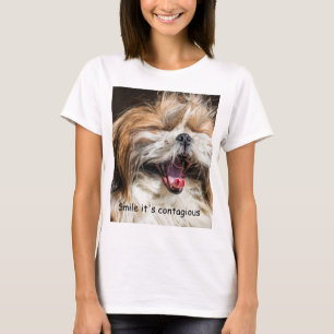 Camiseta Shih tzu bocejando sorriso texto personalizar
