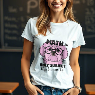 Camiseta Shih tzu cão com professor de matemática dizendo