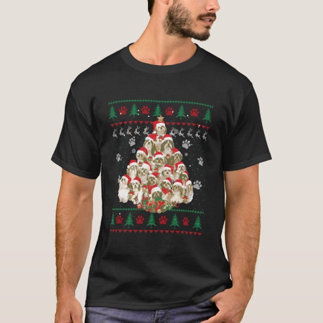 Camiseta Shih Tzu Christmas Dog Lover Gift Ugly Sweater Xma (Frente)