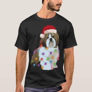 Camiseta Shih Tzu Christmas Lights Xmas Dog Lover