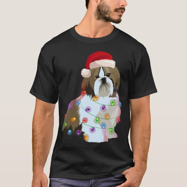 Camiseta Shih Tzu Christmas Lights Xmas Dog Lover (Frente)