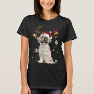 Camiseta Shih Tzu Christmas Reindeer Luzes de Natal Pajam