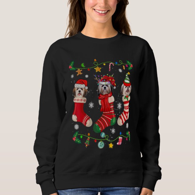 Camiseta Shih Tzu Christmas Socks Xmas Dog   (Frente)