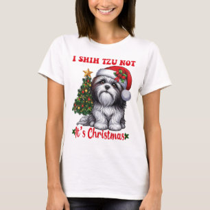Camiseta Shih Tzu Christmas Tree Shih Tzu Lover Santa Hat X