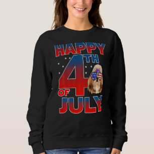 Camiseta Shih Tzu Dog American Flag Glass Feliz 4º Dia De J