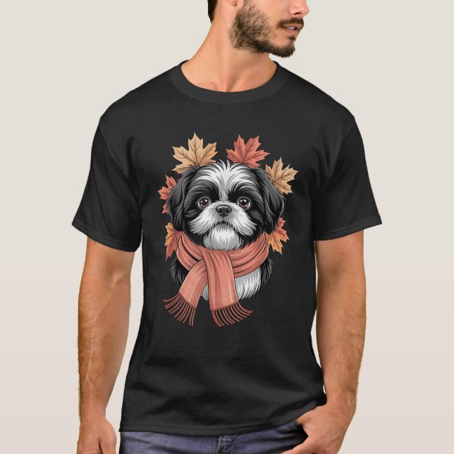 Camiseta Shih Tzu Dog Cai Cachorro Cachorro Cachorro Outono (Frente)