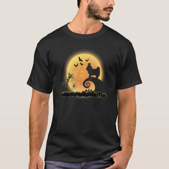 Camiseta Shih Tzu Dog E A Lua Assustam O Fato De Halloween (Frente)