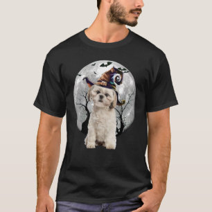Camiseta Shih Tzu Dog E Moon Halloween Dog