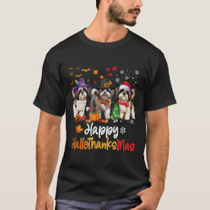 Camiseta Shih Tzu Dog Halloween Natal Feliz Halloobrigada